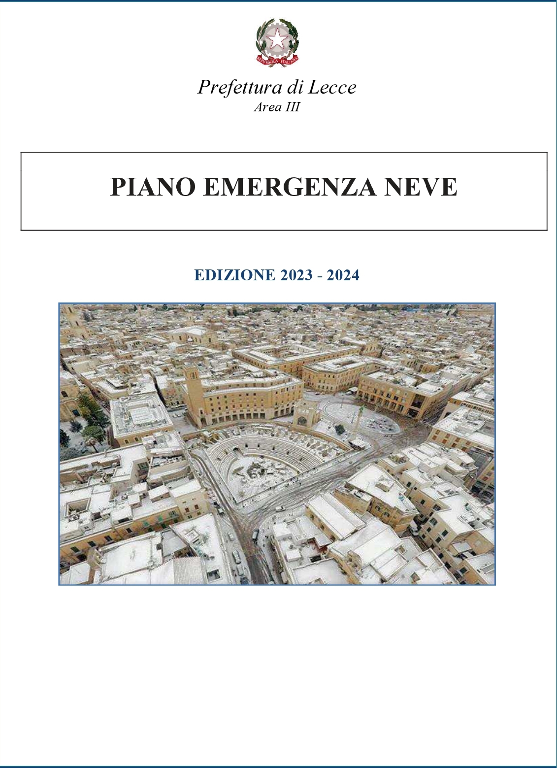 PIANO EMERGENZA NEVE: EDIZIONE 2023-2024